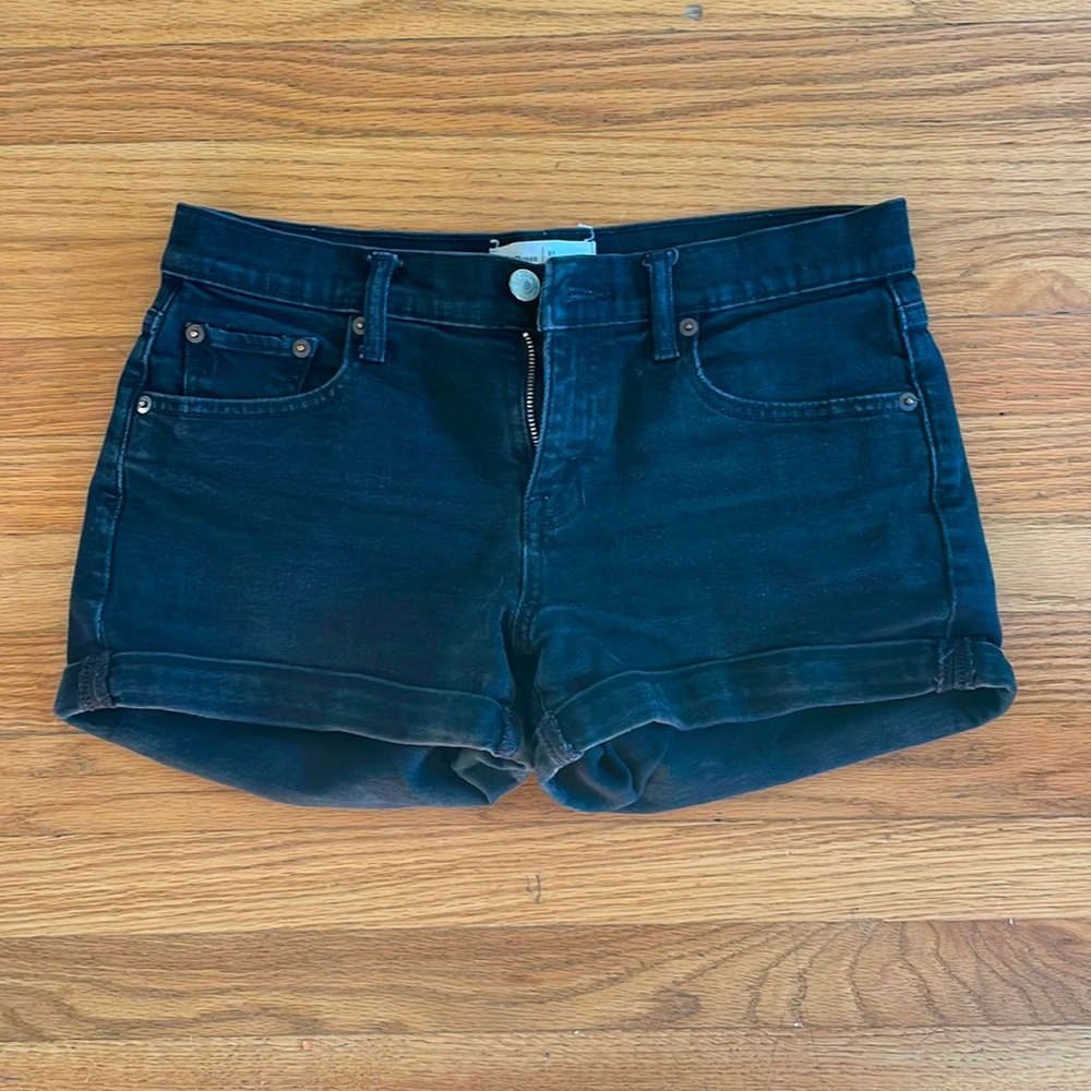 Black denim shorts